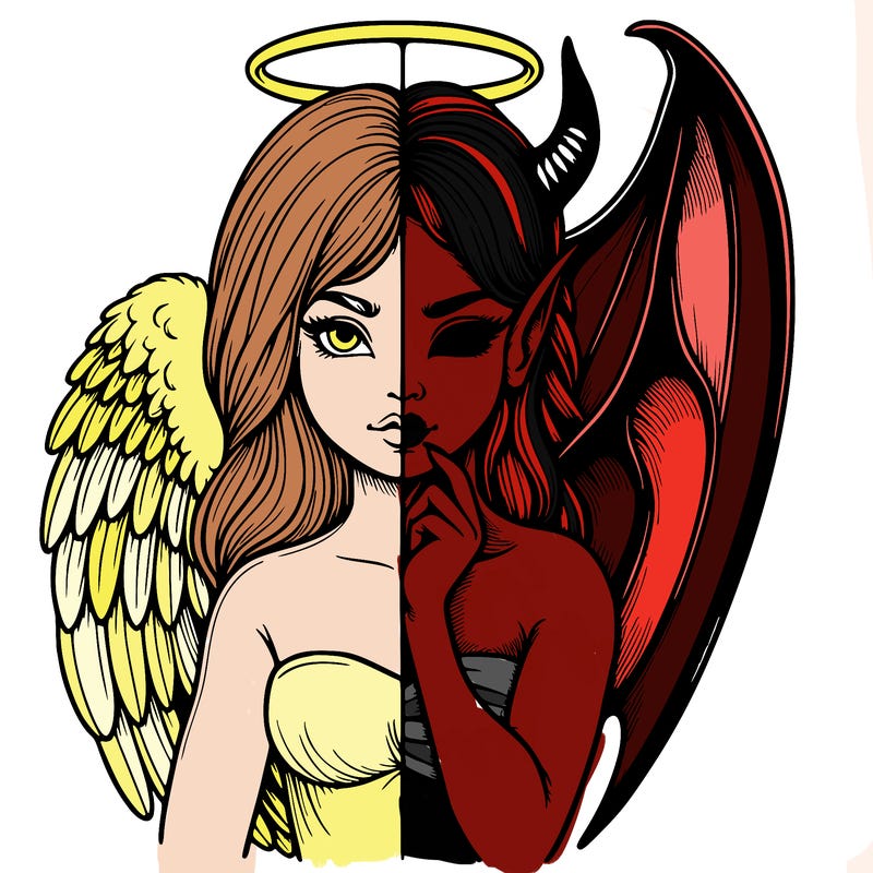 realistic angel half demon