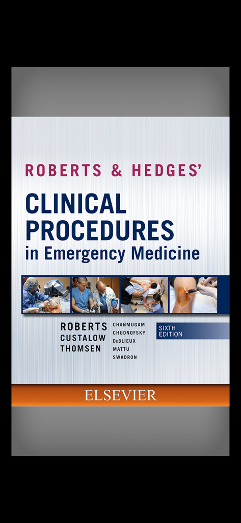 Cover screen of the Roberts and Hedges Clinical Procedures in Emergency Medicine Sixth Edition mobile application