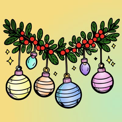 christmas garland with big bulbs