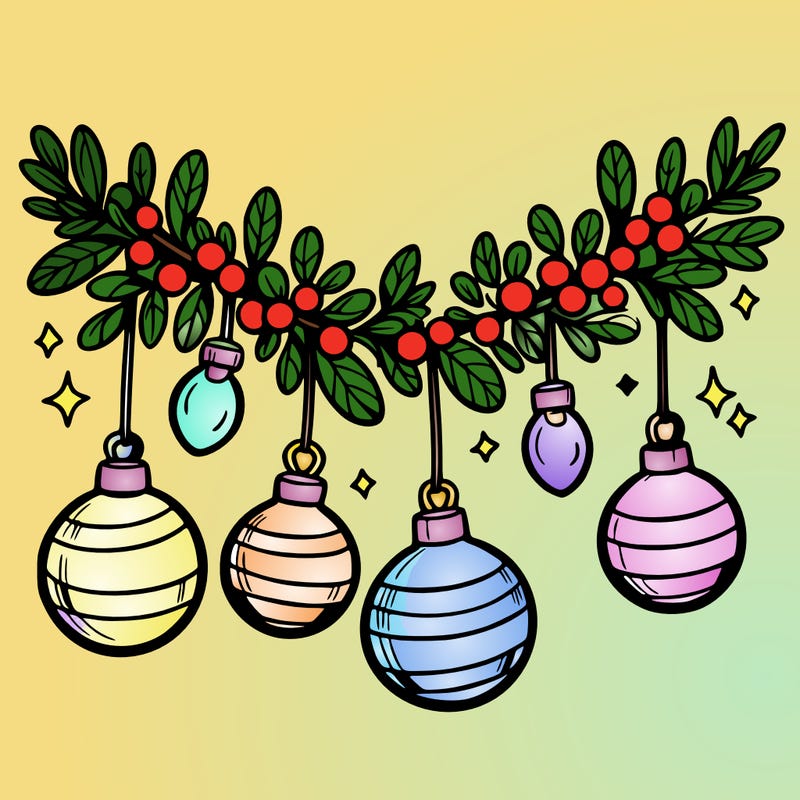 christmas garland with big bulbs