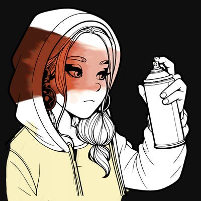 a realistic girl, spray painting