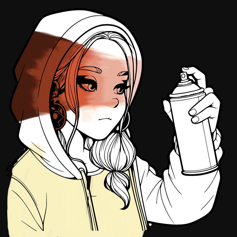 a realistic girl, spray painting