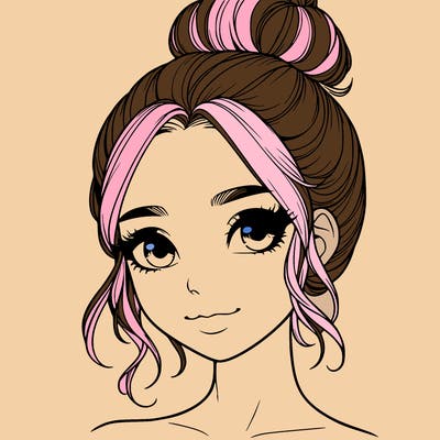 realistic pretty girl with hair in bun