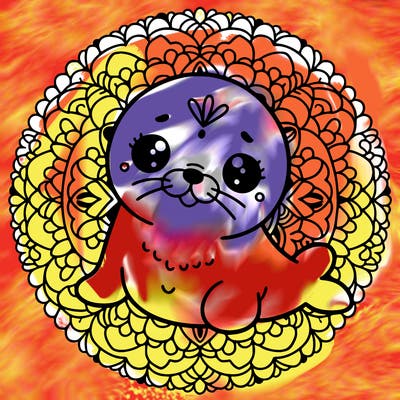 a cute baby seal mandala