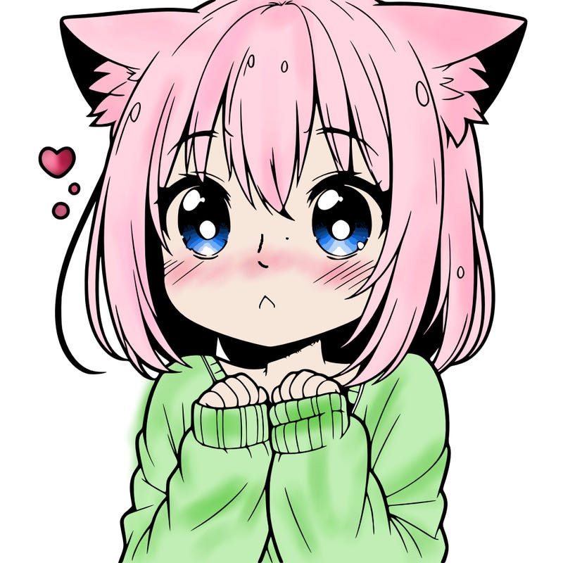 shy anime catgirl