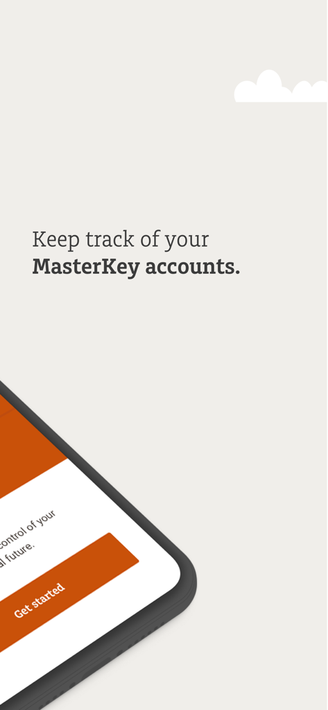Intro screen of the MLC app for tracking MasterKey accounts