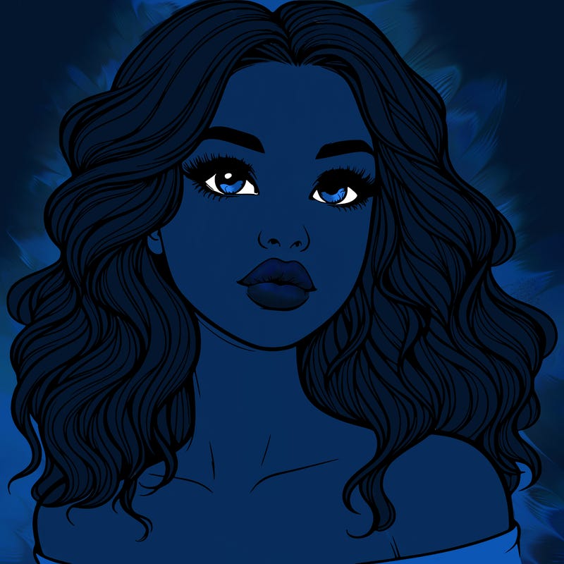 realistic girl with wavy hair and lips