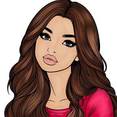 realistic girl with hair on her hair and lips