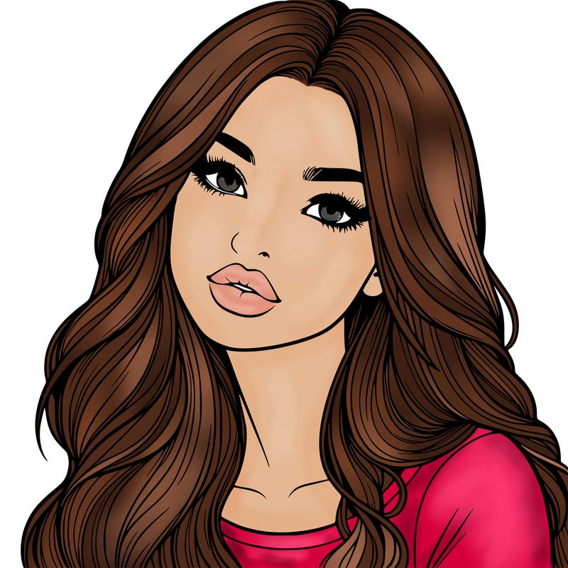 realistic girl with hair on her hair and lips