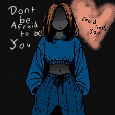 realistic girl faceless with baggy pants and a crop top
