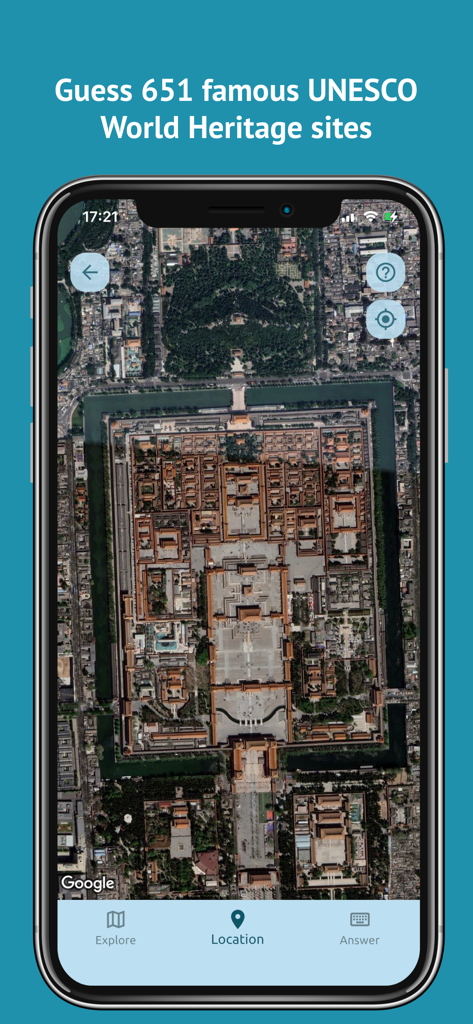 Geo Mania: Guess the Location - Satellite view of the Forbidden City in the Geo Mania geography game