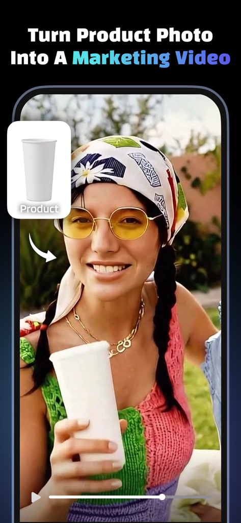 A demonstration of turning a product photo into a marketing video using AI editing features