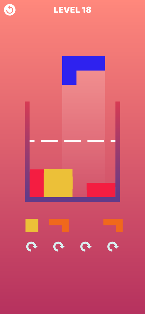 Jelly Fill - Gameplay de Jelly Fill mostrando formas gelatinosas coloridas sendo encaixadas em um recipiente abaixo de uma linha branca.