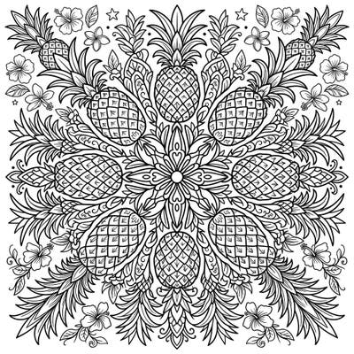 Unleash your creativity with this stunning pineapple mandala coloring page, blending exotic fruits with intricate symmetry. Perfect for a relaxing escape into a tropical paradise of colors.