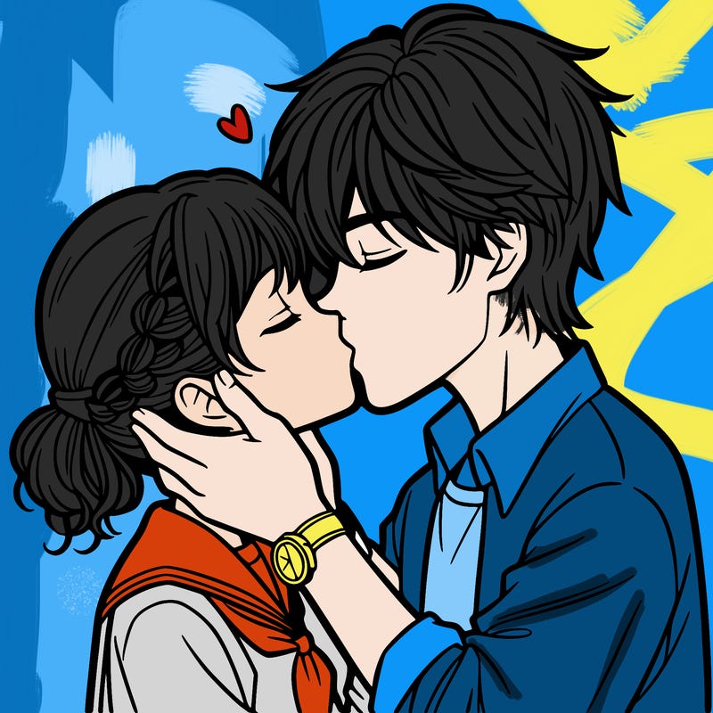 girl and guy kissing