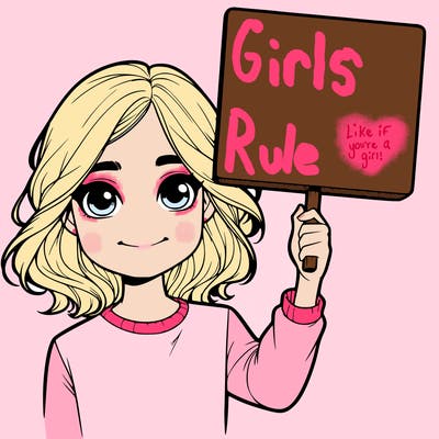 realistic girl holding up a sign