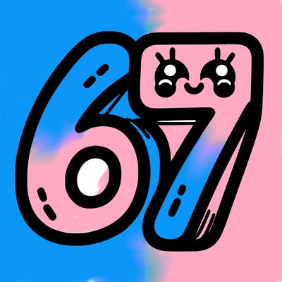 the numbers 67
