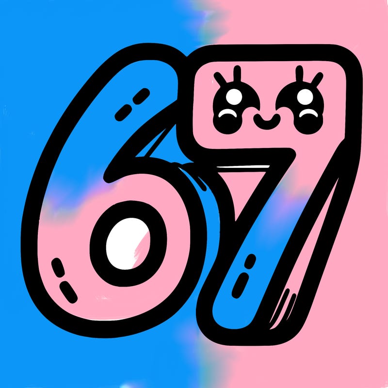 the numbers 67