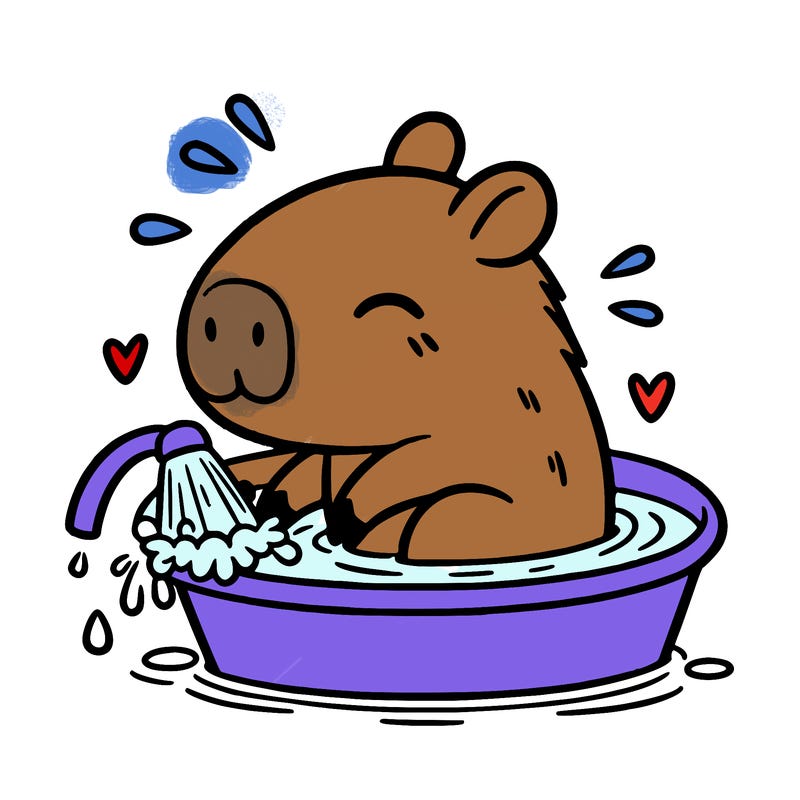 capybara taking a bath