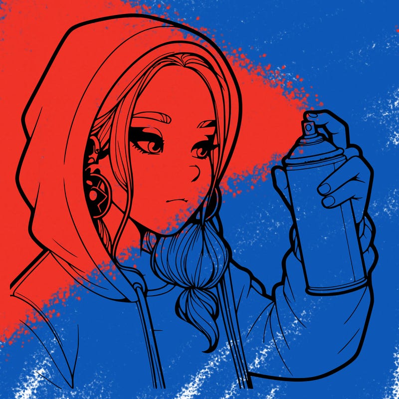 a realistic girl, spray painting