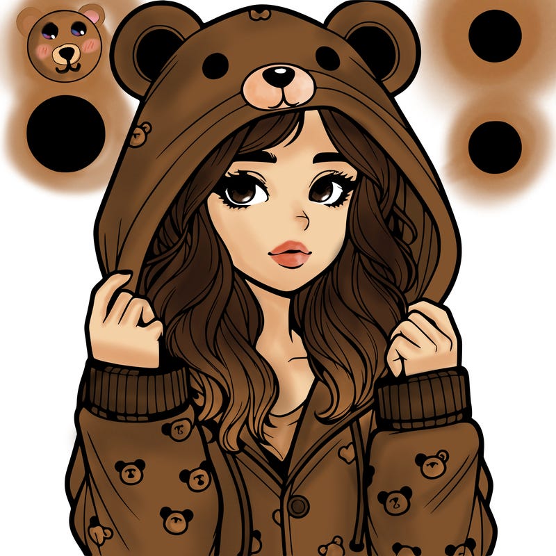 realistic girl in a animal pjs hoodie