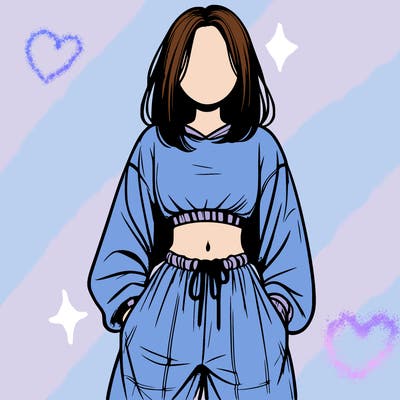 realistic girl faceless with baggy pants and a crop top