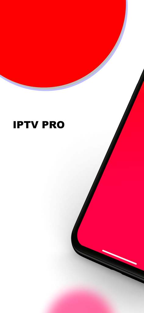 IPTV Pro Play List M3U - Pantalla de inicio de la aplicación IPTV Pro con el logotipo de la marca y un dispositivo móvil