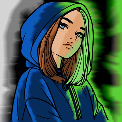 a realistic girl in a hoodie