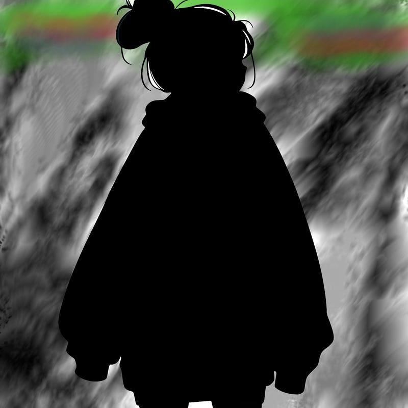 realistic girl with a oversized sweatshirt on and a bun