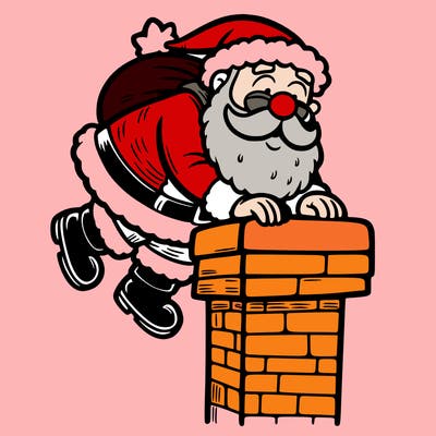 santa climbing down a chimney