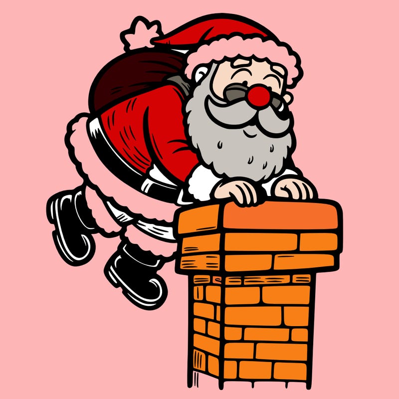 santa climbing down a chimney