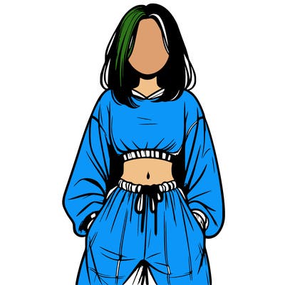 realistic girl faceless with baggy pants and a crop top