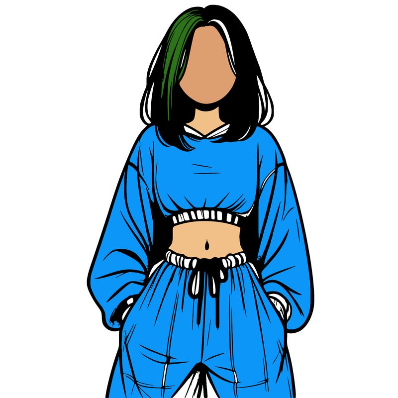 realistic girl faceless with baggy pants and a crop top