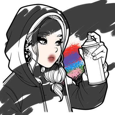 a realistic girl, spray painting