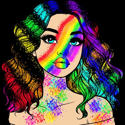 realistic girl with wavy hair and lips