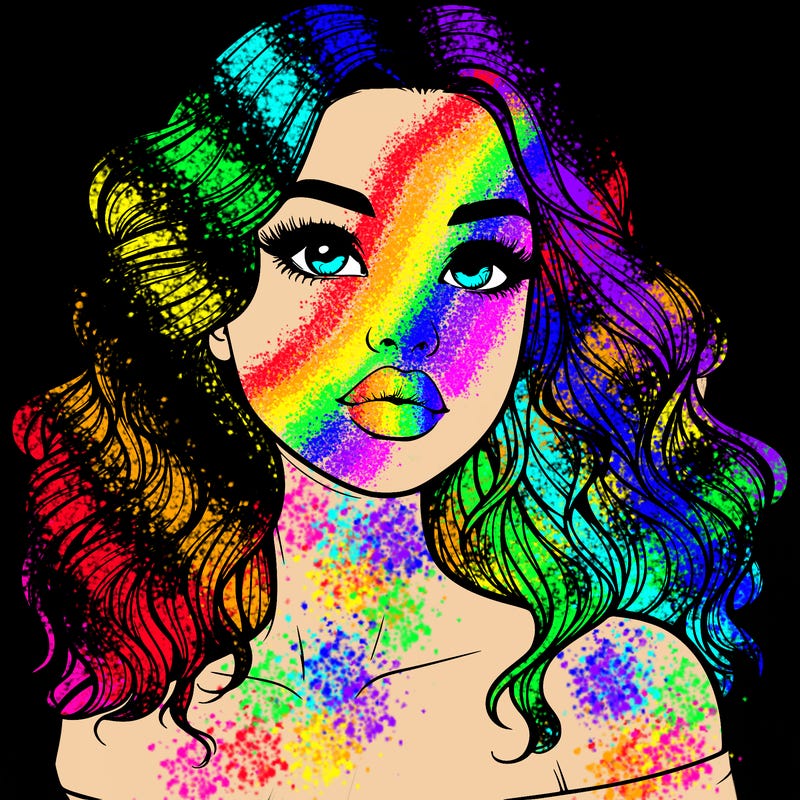 realistic girl with wavy hair and lips