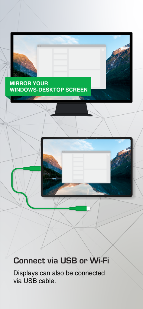 Spacedesk screen mirroring from Windows PC to tablet via USB