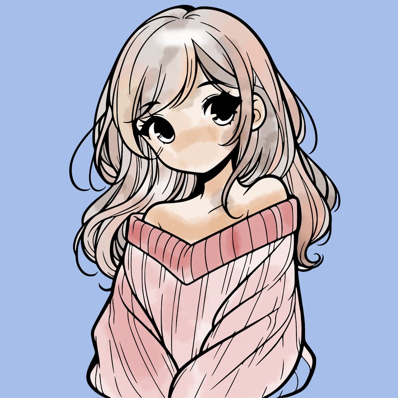 shy pretty girl wearing a sweater that is falling off one shoulder portrait