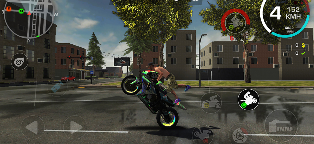 Xtreme Wheels - A customized motorbike performing a wheelie stunt on a city street