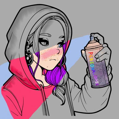 a realistic girl, spray painting