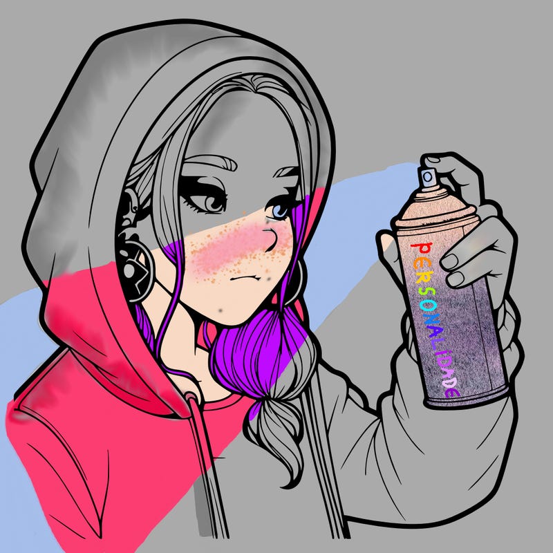 a realistic girl, spray painting