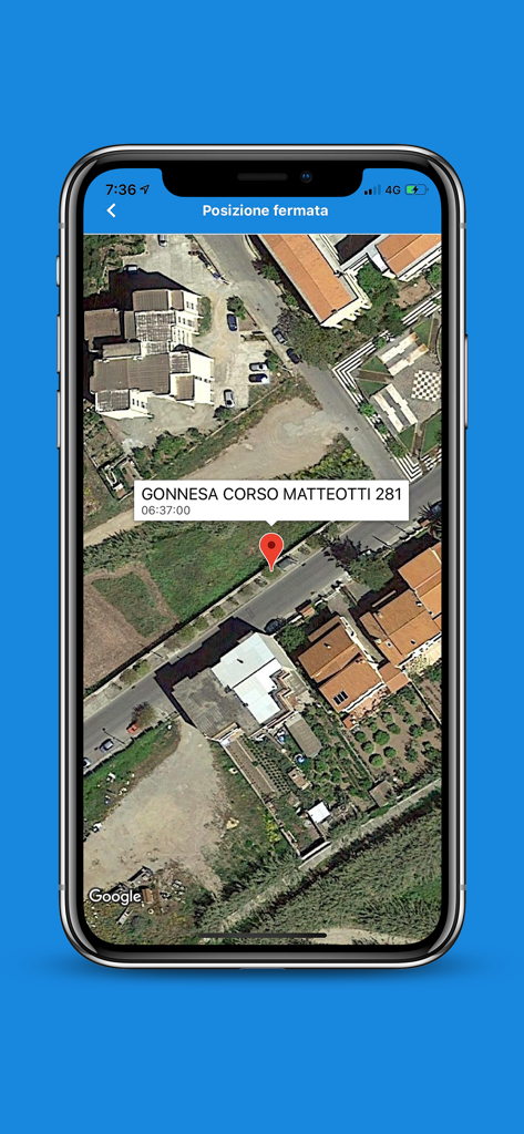Arst Finder - Premium - Satellite map view in Arst Finder showing a bus stop location in Sardinia Italy