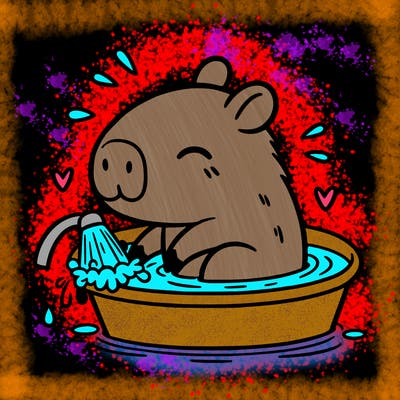 capybara taking a bath