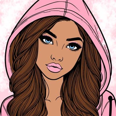 realistic beautiful girl with a hood on