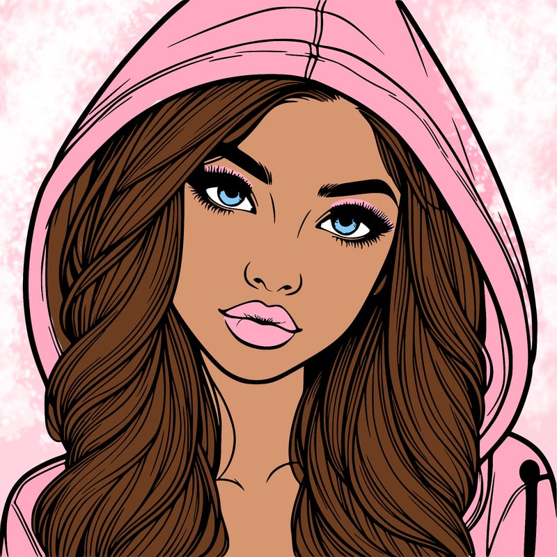 realistic beautiful girl with a hood on