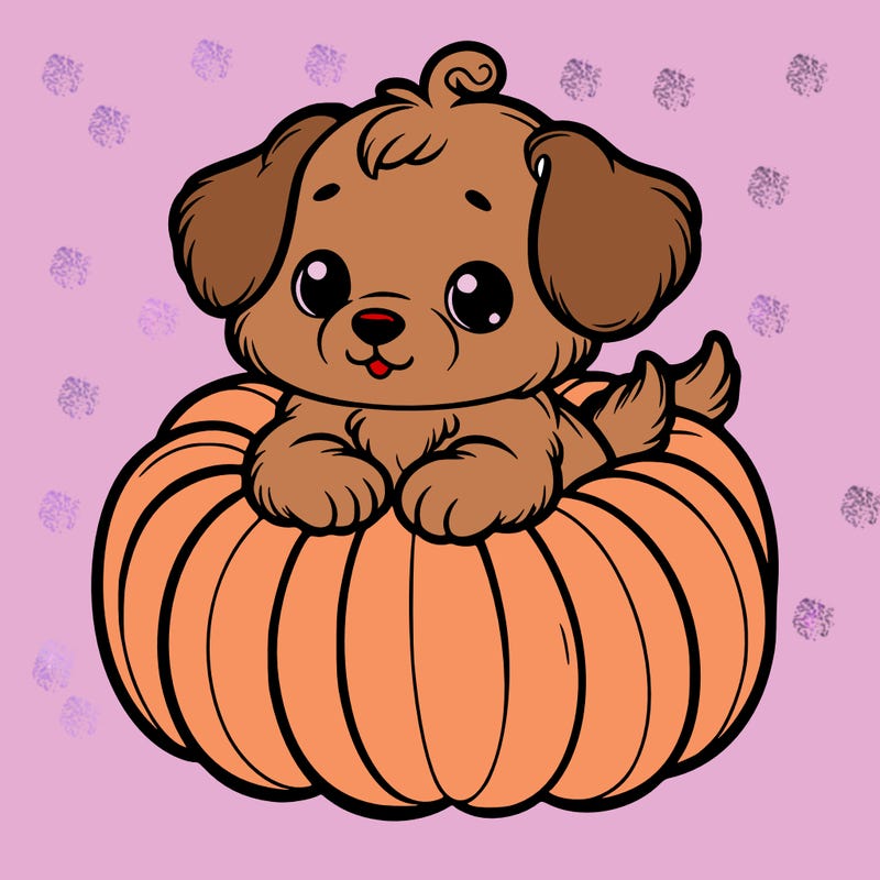 cute little puppy in a pumpkin