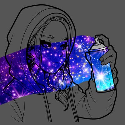 a realistic girl, spray painting