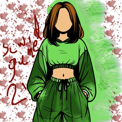 realistic girl faceless with baggy pants and a crop top