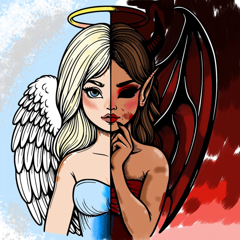 realistic angel half demon