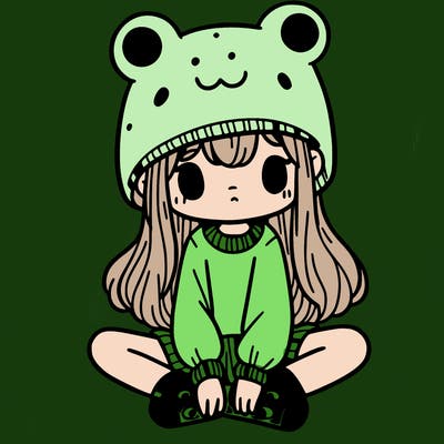 a girl wearing a frog hat and some frog socks